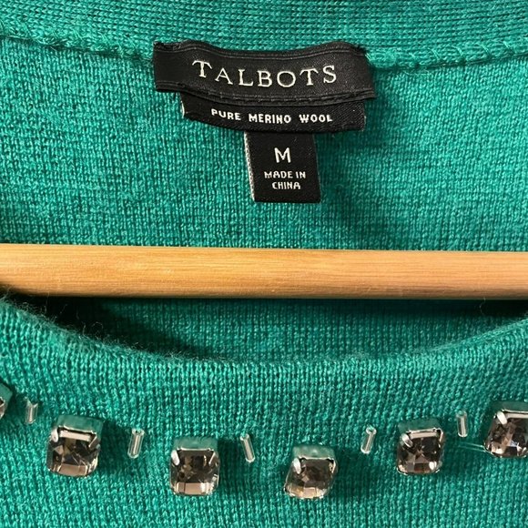 Talbots Medium Color Block Merino Wool Short Sleeve Sweater Preppy Quiet Luxury - Picture 4 of 7